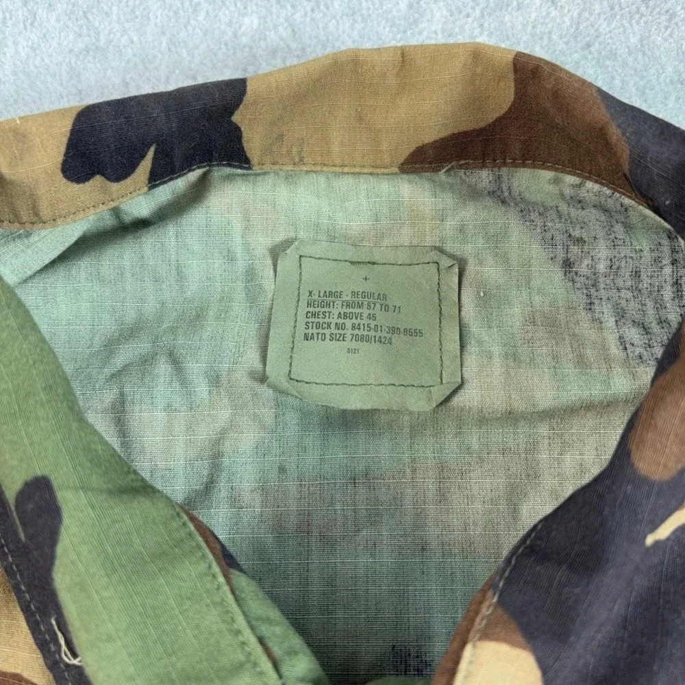 VTG 90s US Navy Seabees Woodland Camo BDU Coat XL Regular NSN 8415-01-390-8555